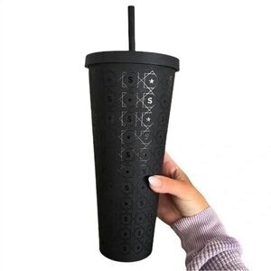 Starbucks RARE Black Matte‎ Letter S & Star Logo Venti Cold Cup Tumbler